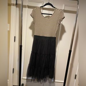 Vintage Bella Bird short sleeve cotton and tulle midi dress in size small.